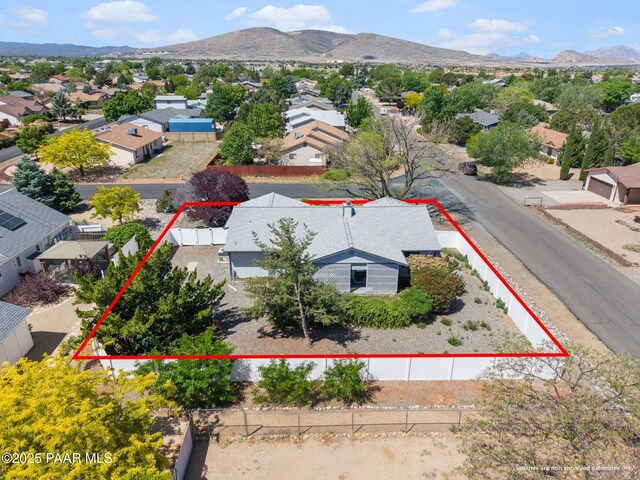 4361 N Covina Cir, Prescott Valley, AZ 86314 - aerial view of residential area with property parcel outlined and a mountainous background