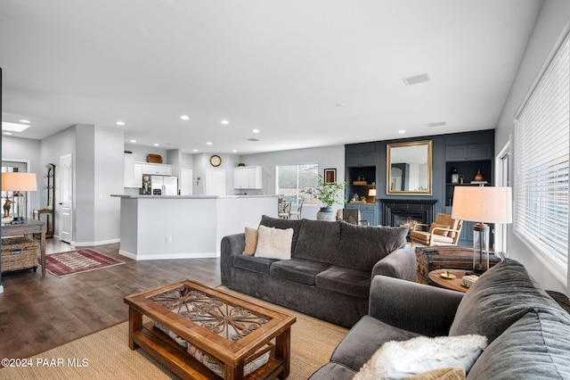 living room featuring light wood-type flooring