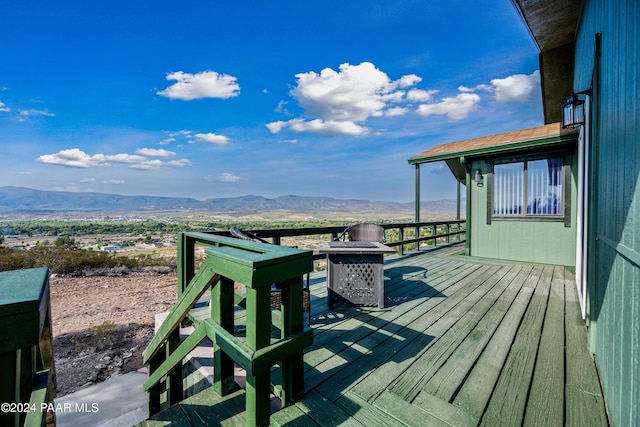 deck with a mountain view