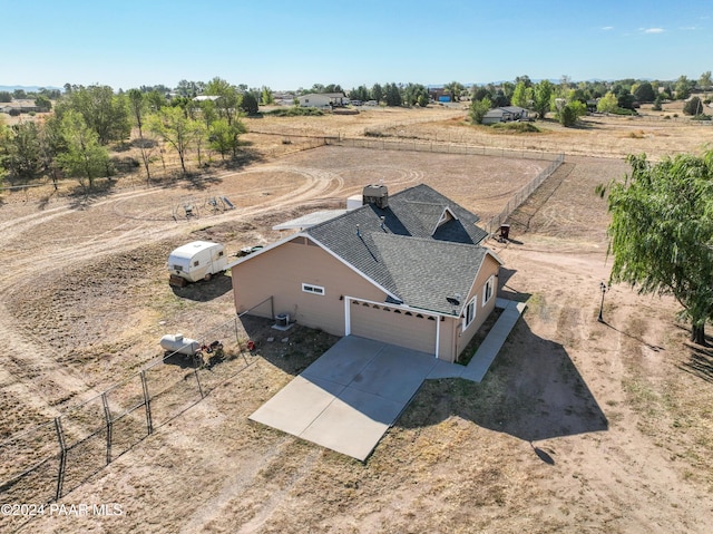 bird's eye view with a rural view