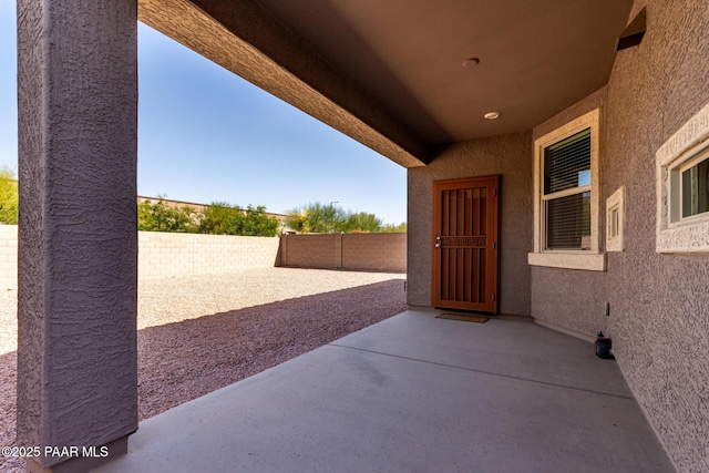 view of patio featuring a fenced backyard