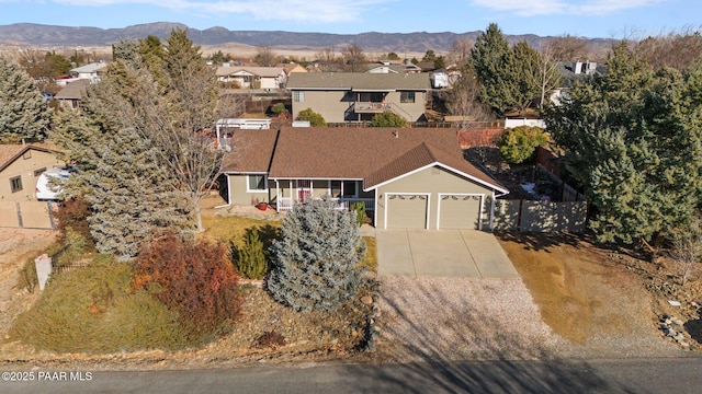 aerial view with a mountain view