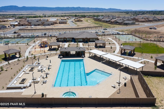 5461 N Bremont Way, Prescott Valley, AZ 86314 - community pool with a residential view, a mountain view, and a gazebo