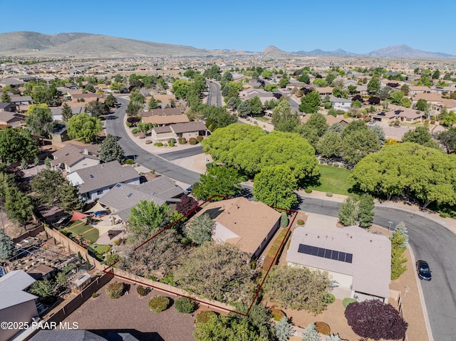 5461 N Bremont Way, Prescott Valley, AZ 86314 - aerial view of residential area with property parcel outlined and mountains