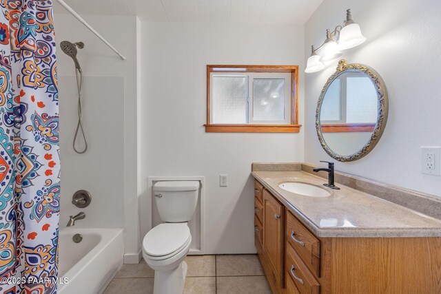 1467 N Vyne St, Prescott, AZ 86305 - full bathroom with tile patterned floors, shower / bath combination with curtain, toilet, and vanity