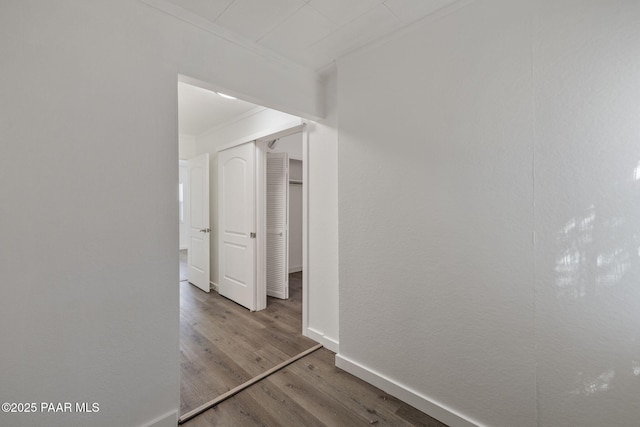 1467 N Vyne St, Prescott, AZ 86305 - hallway with baseboards, wood finished floors, and crown molding
