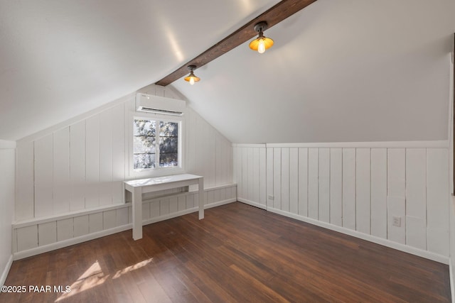 1467 N Vyne St, Prescott, AZ 86305 - additional living space featuring vaulted ceiling with beams, an AC wall unit, and wood-type flooring