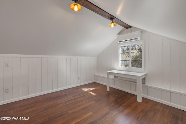 1467 N Vyne St, Prescott, AZ 86305 - bonus room with wood-type flooring, lofted ceiling with beams, and an AC wall unit