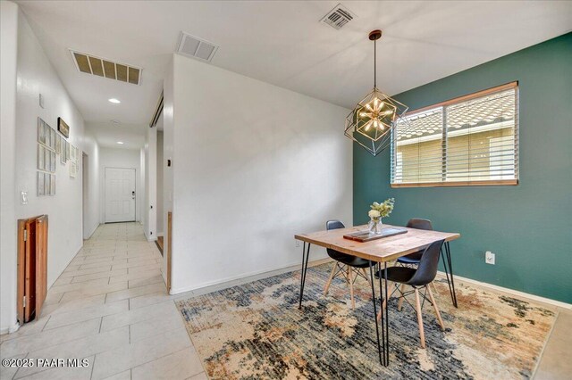 10429 W Crown King Rd, Tolleson, AZ 85353 - home office featuring a chandelier, light tile patterned floors, baseboards, and recessed lighting