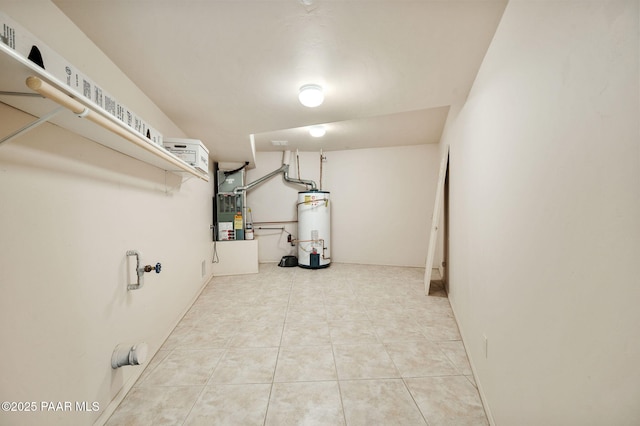 18900 N Butte Pass Rd, Prescott, AZ 86305 - finished basement with gas water heater, heating unit, and light tile patterned flooring