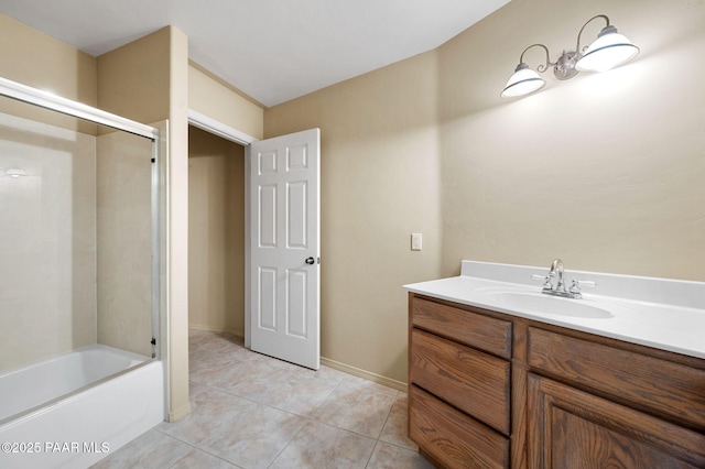 18900 N Butte Pass Rd, Prescott, AZ 86305 - bathroom with tile patterned flooring, vanity, and bath / shower combo with glass door