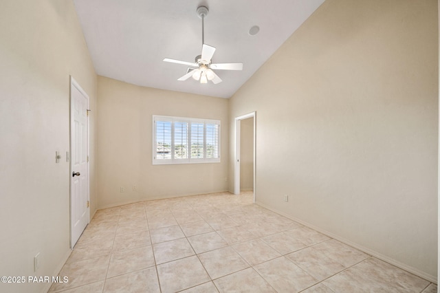 18900 N Butte Pass Rd, Prescott, AZ 86305 - unfurnished room featuring lofted ceiling, ceiling fan, and light tile patterned flooring