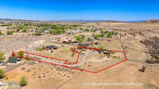 2354 N Kachina Ln, Chino Valley, AZ 86323 - drone / aerial view featuring a rural view, a mountain view, and a desert view