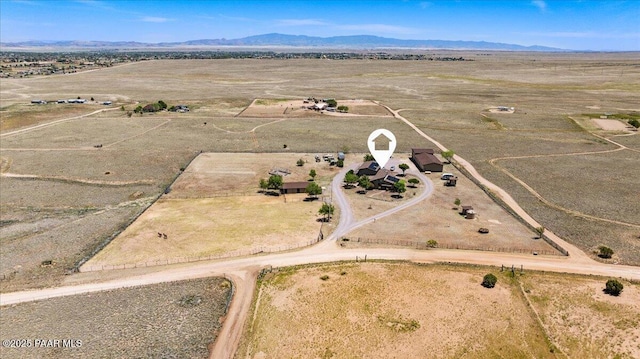 1445 S Table Mountain Rd, Chino Valley, AZ 86323 - aerial view of property's location featuring rural landscape, a mountain backdrop, and a desert landscape