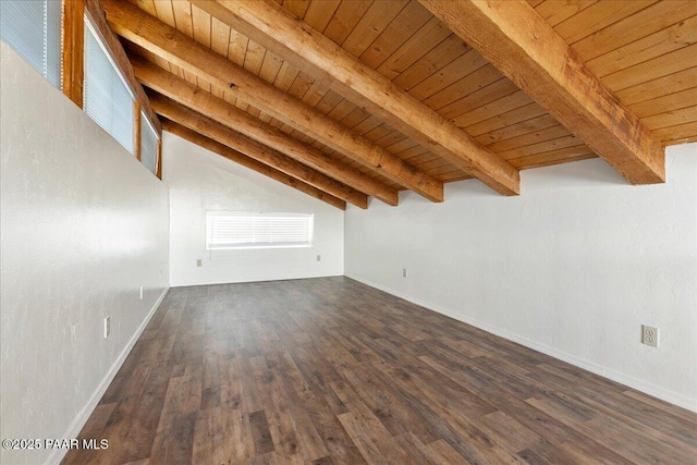 1445 S Table Mountain Rd, Chino Valley, AZ 86323 - additional living space with wooden ceiling, dark wood finished floors, and baseboards