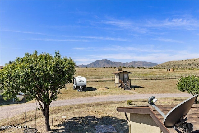 1445 S Table Mountain Rd, Chino Valley, AZ 86323 - view of yard with a rural view, a mountain view, and an outbuilding