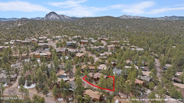 bird's eye view with a residential view and a mountain view