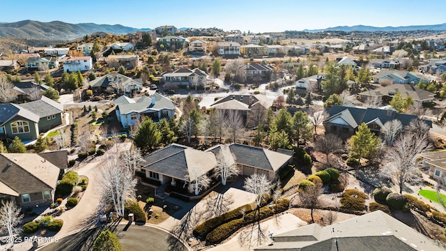 drone / aerial view with a mountain view