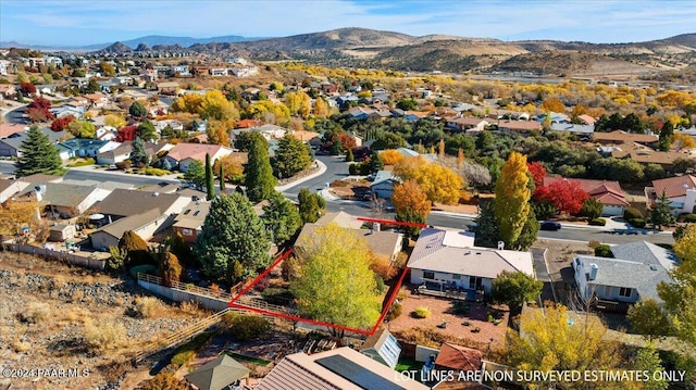 drone / aerial view with a mountain view