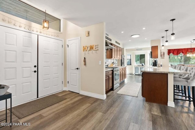 entryway featuring dark wood-type flooring