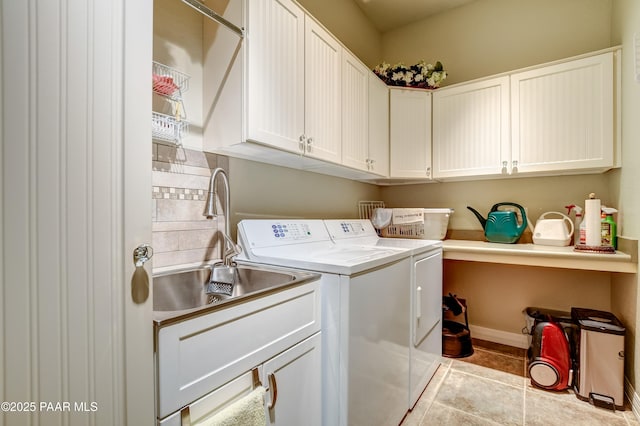 1021 Sheriffs Posse Trl, Prescott, AZ 86303 - laundry area with independent washer and dryer, cabinet space, and tile patterned floors