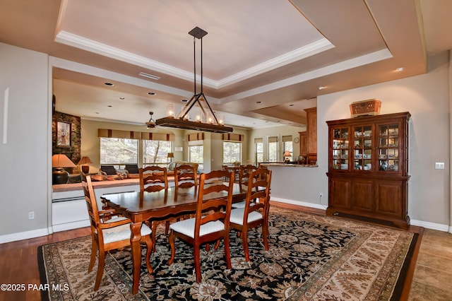 1021 Sheriffs Posse Trl, Prescott, AZ 86303 - dining space with a raised ceiling, crown molding, and recessed lighting