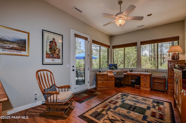 1021 Sheriffs Posse Trl, Prescott, AZ 86303 - office space with plenty of natural light, dark wood finished floors, and ceiling fan