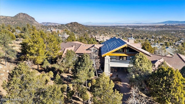 aerial view with a mountain view