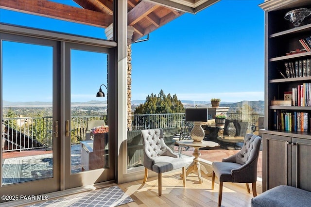 balcony with a mountain view