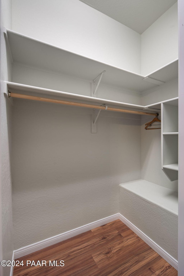 spacious closet featuring dark wood-type flooring