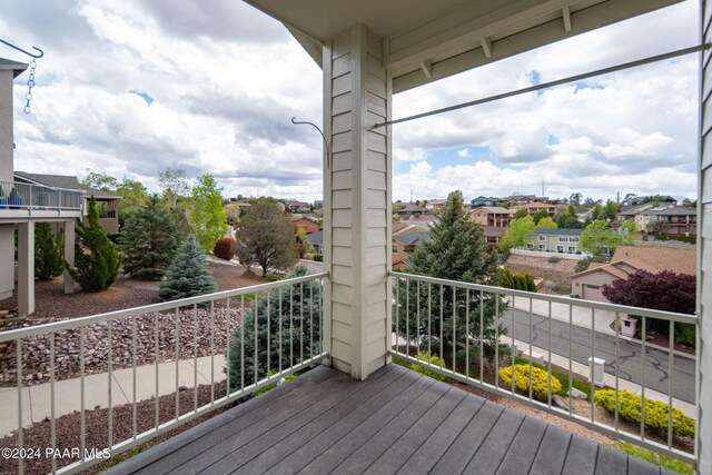 deck with a mountain view