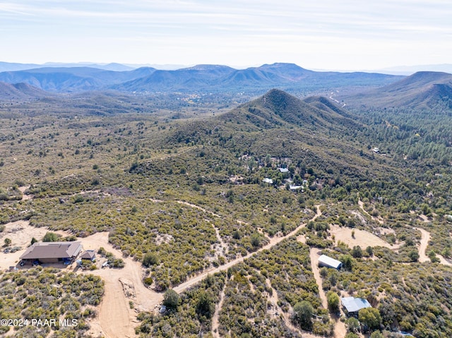 birds eye view of property featuring a mountain view