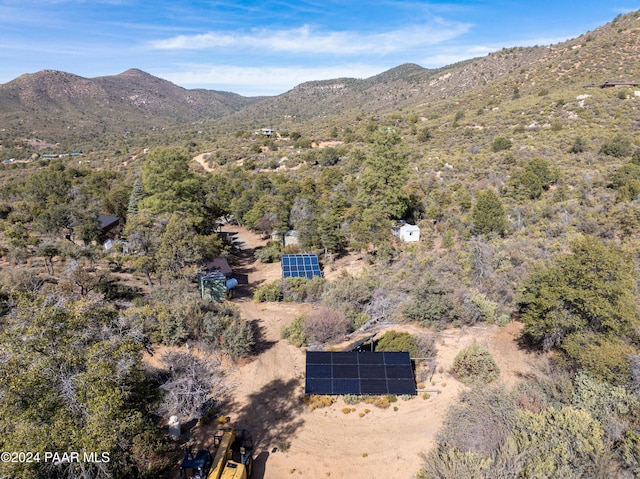 birds eye view of property with a mountain view