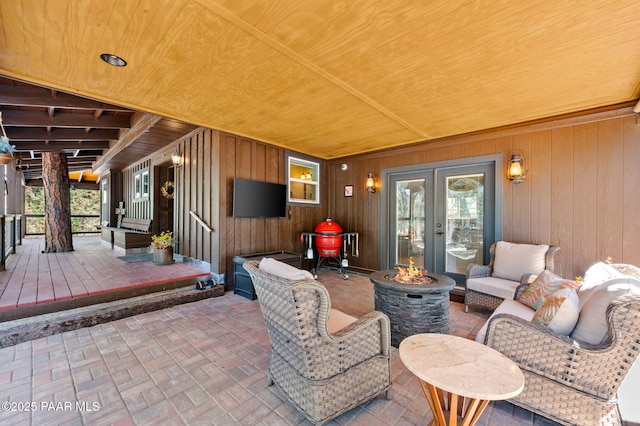 6231 S Champion Way Rd, Prescott, AZ 86303 - view of patio featuring french doors and an outdoor fire pit