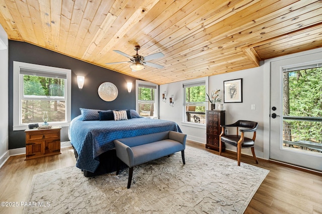 6231 S Champion Way Rd, Prescott, AZ 86303 - bedroom with wooden ceiling, lofted ceiling, wood finished floors, and ceiling fan