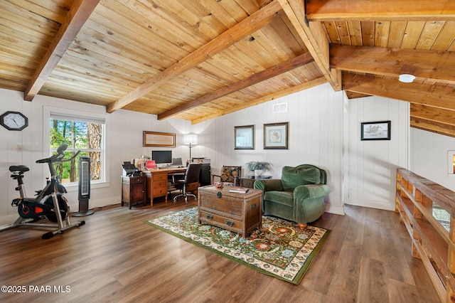 6231 S Champion Way Rd, Prescott, AZ 86303 - office featuring wood finished floors and wood ceiling