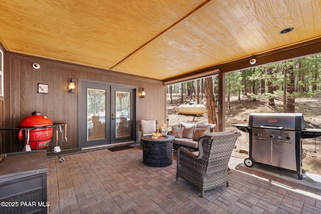 6231 S Champion Way Rd, Prescott, AZ 86303 - view of patio with french doors, grilling area, and a fire pit