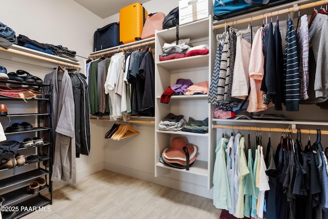 spacious closet featuring wood finished floors