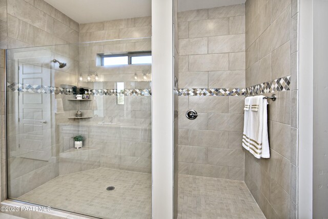 bathroom with a shower stall