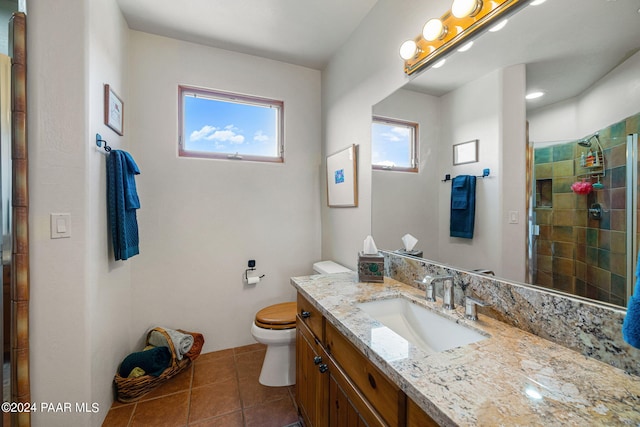 2253 Shadow Ridge Rd, Prescott, AZ 86305 - bathroom featuring vanity, tile patterned flooring, and a shower stall