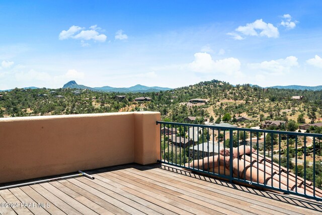 deck with a mountain view