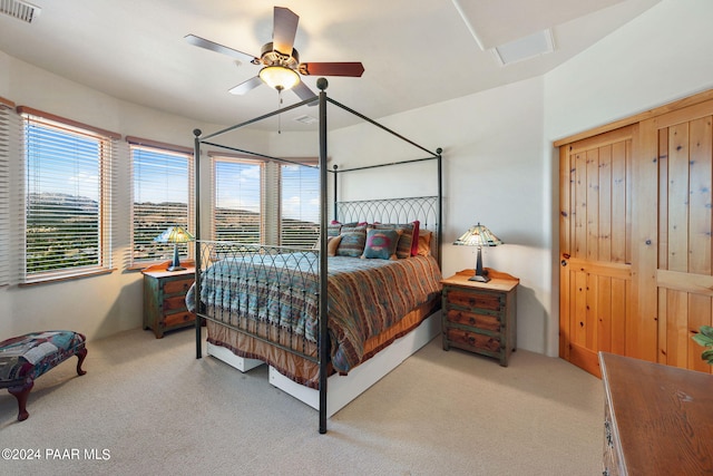2253 Shadow Ridge Rd, Prescott, AZ 86305 - carpeted bedroom featuring a ceiling fan