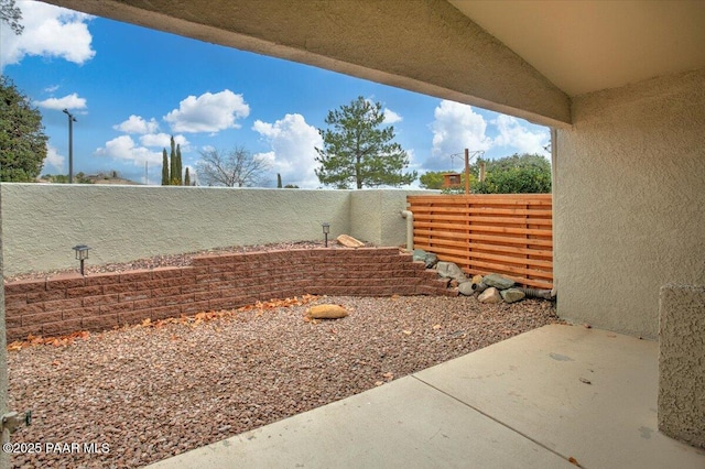 view of yard with a patio area and a fenced backyard