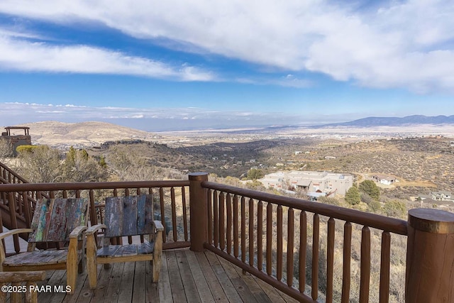 deck featuring a mountain view