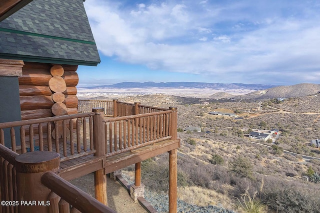 deck with a mountain view