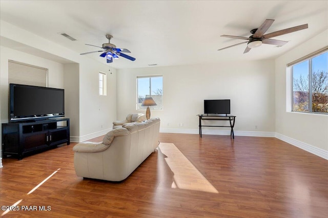 6969 E Encampment Dr, Prescott Valley, AZ 86314 - living room with hardwood / wood-style floors and ceiling fan