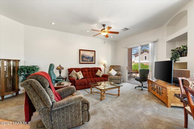 515 S Camino De Encanto, Cornville, AZ 86325 - carpeted living area with ceiling fan and recessed lighting