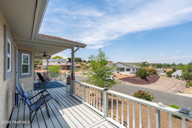 11755 Hondo Hts, Dewey-Humboldt, AZ 86327 - wooden porch featuring a residential view and a ceiling fan