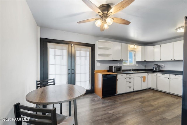 25355 N Catalina St, Paulden, AZ 86334 - kitchen featuring french doors, a sink, stainless steel microwave, black dishwasher, and dark wood-type flooring