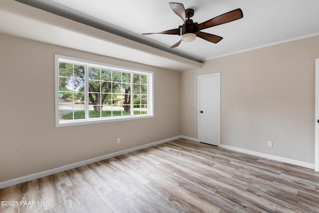315 N Robinson Dr, Prescott, AZ 86303 - empty room featuring ceiling fan, baseboards, wood finished floors, and ornamental molding